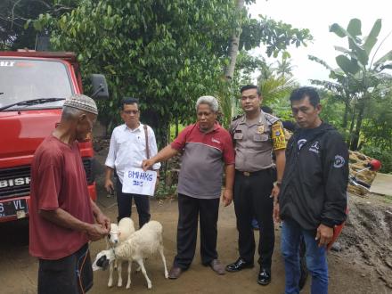 Lurah Desa Seloharjo membagikan 2 ekor kambing kepada anak yatim